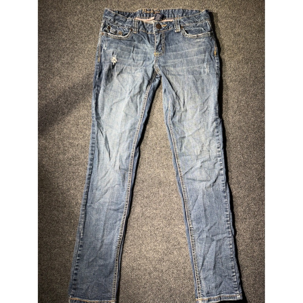 Amethyst Skinny Jeans Womens 7 Blue Good Distressed Low‎ Rise Sequin 81204RG